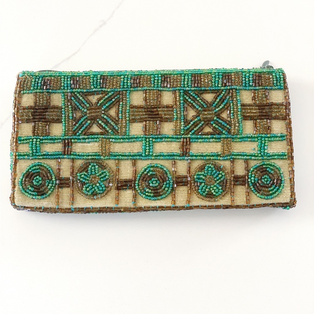 👛 Geometric Pattern Beaded Coin Wallet / Glasses Purse